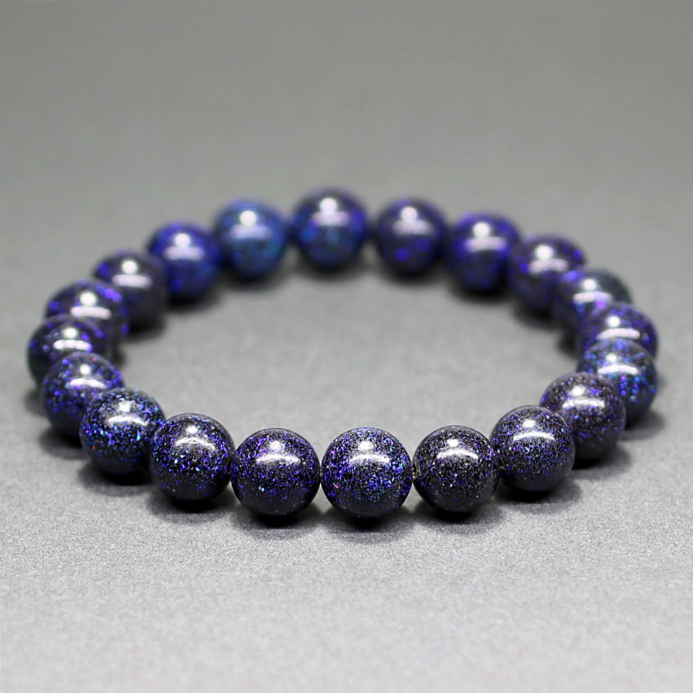 高品質++]ブラックマトリックスオパールブレスレット/ブルー系（約10mm