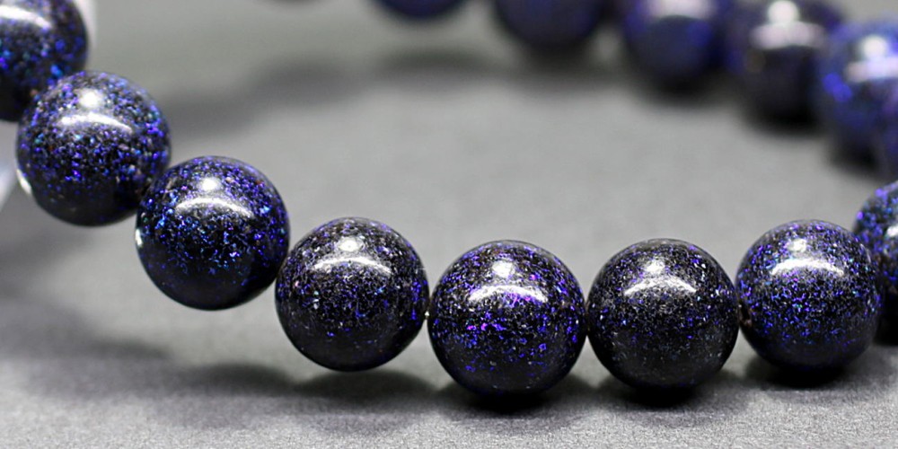 高品質++]ブラックマトリックスオパールブレスレット/ブルー系（約10mm