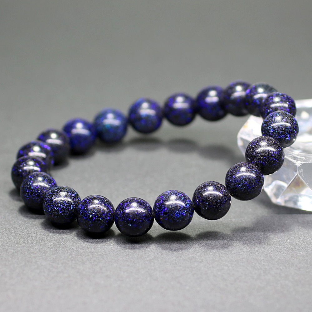 高品質++]ブラックマトリックスオパールブレスレット/ブルー系（約10mm