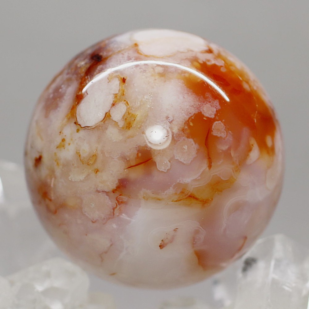 マダガスカル産]桜アゲート丸玉/桜瑪瑙スフィア（直径約40mm） - 埼玉