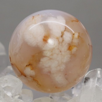 マダガスカル産]桜アゲート丸玉/桜瑪瑙スフィア（直径約32.1mm