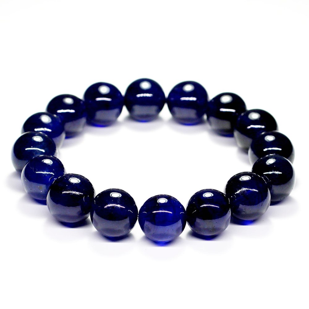 トップクォリティ]宝石質ブルーサファイアブレスレット（約13mm玉