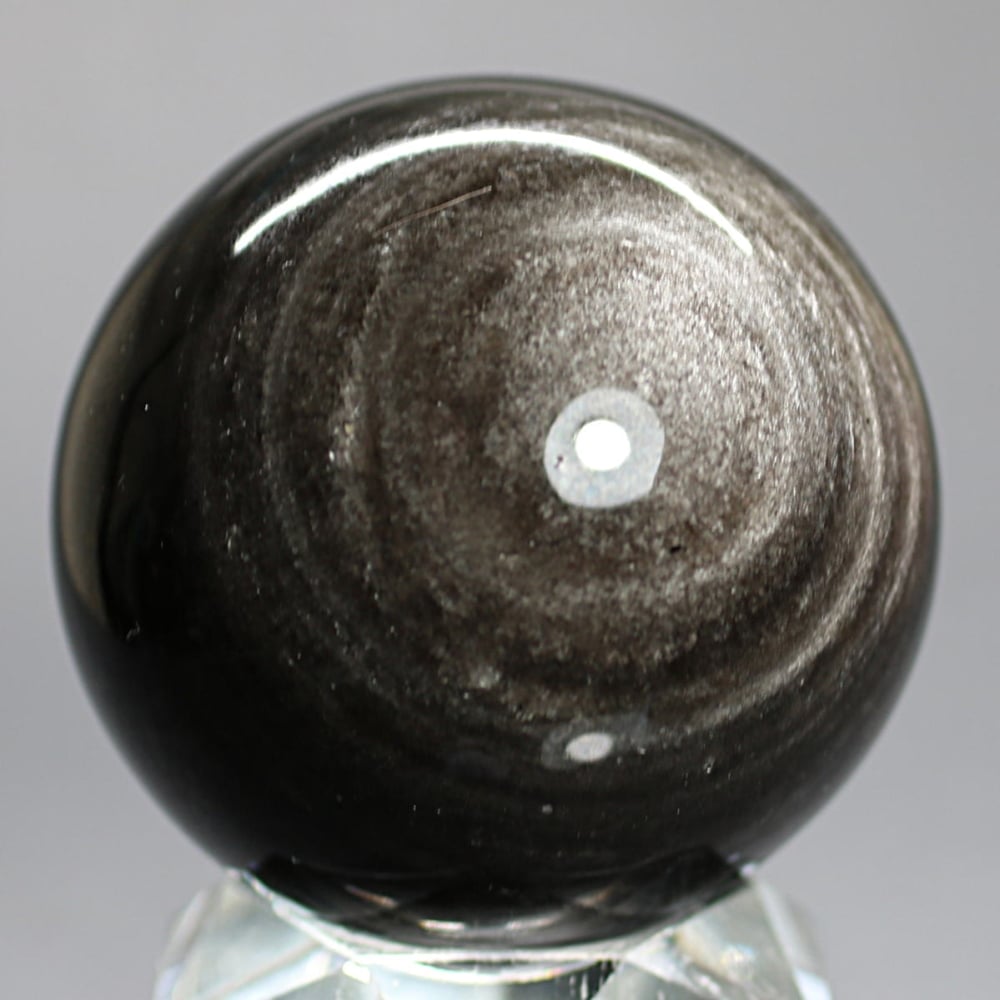 メキシコ産]シルバーオブシディアン丸玉 /黒曜石スフィア（直径約64.7