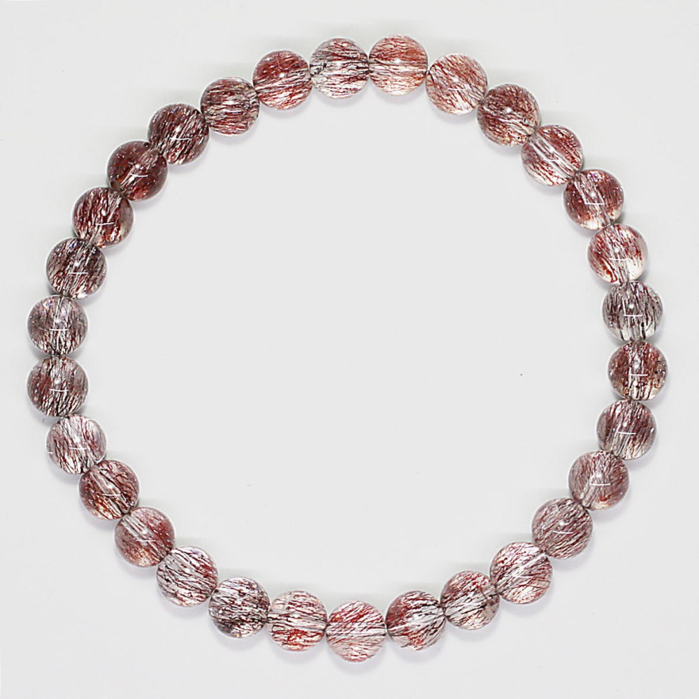 高品質++]スーパーセブンブレスレット/レッド系（約6mm玉・レピドクロ