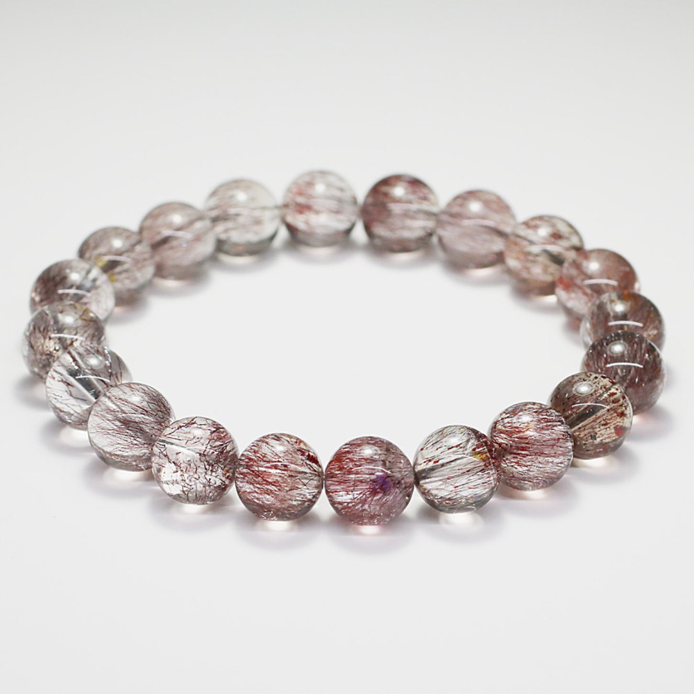 高品質++]スーパーセブンブレスレット/レッド系（約9.5mm玉・レピ