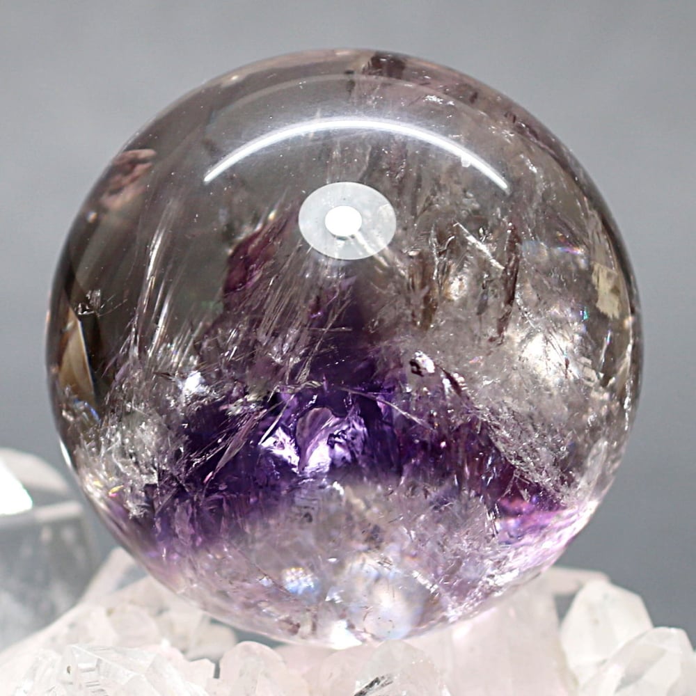 高品質・ブラジル産]ファントムアメジスト丸玉/スフィア（直径約58.2mm