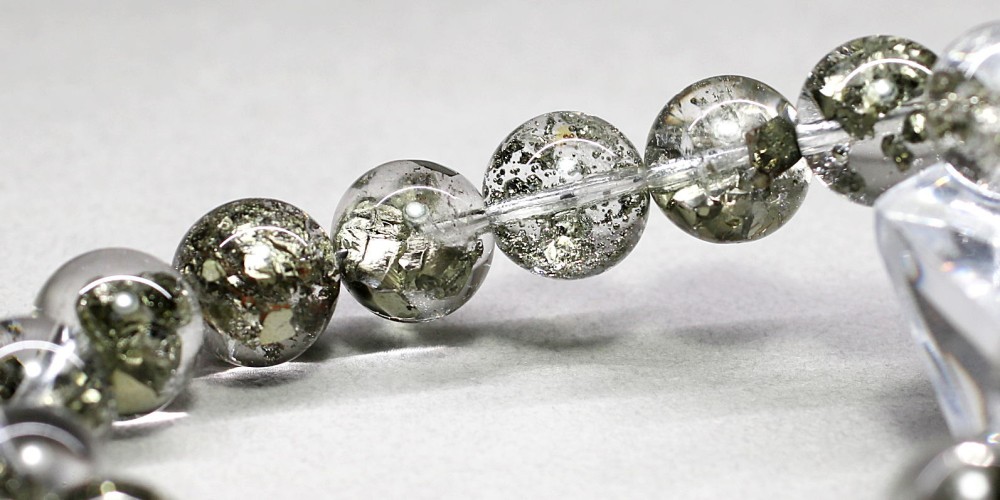 プレミアム]パイライトインクォーツブレスレット/黄鉄鉱（約11mm玉