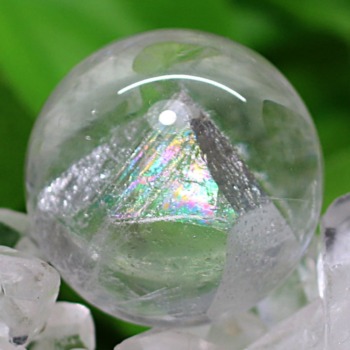 トップクォリティ]クォーツインクォーツ丸玉/貫入水晶スフィア（直径