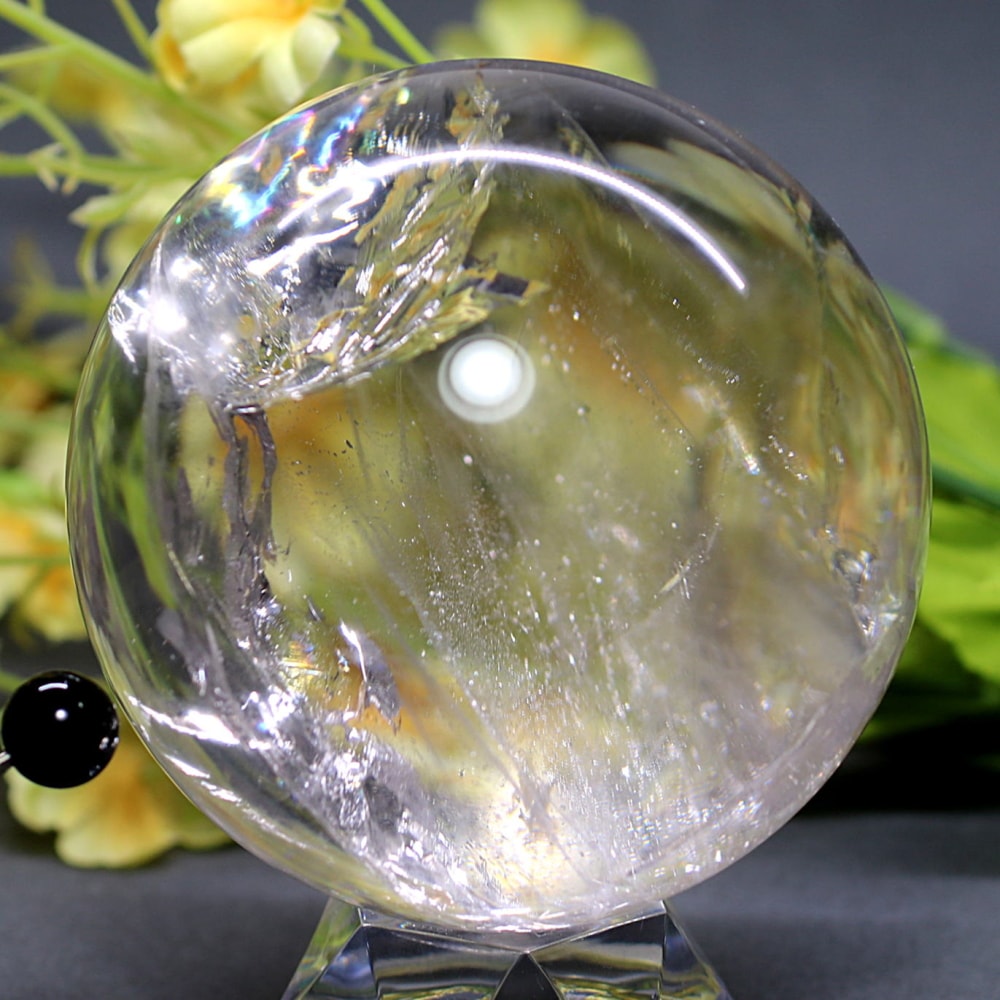 ブラジル産]レインボー水晶玉/アイリスクォーツスフィア（丸玉直径78.5