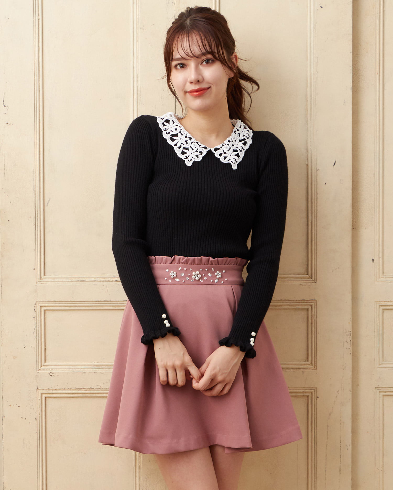 ウエスト装飾ミニフレアスカート｜allamanda(アラマンダ) 公式通販