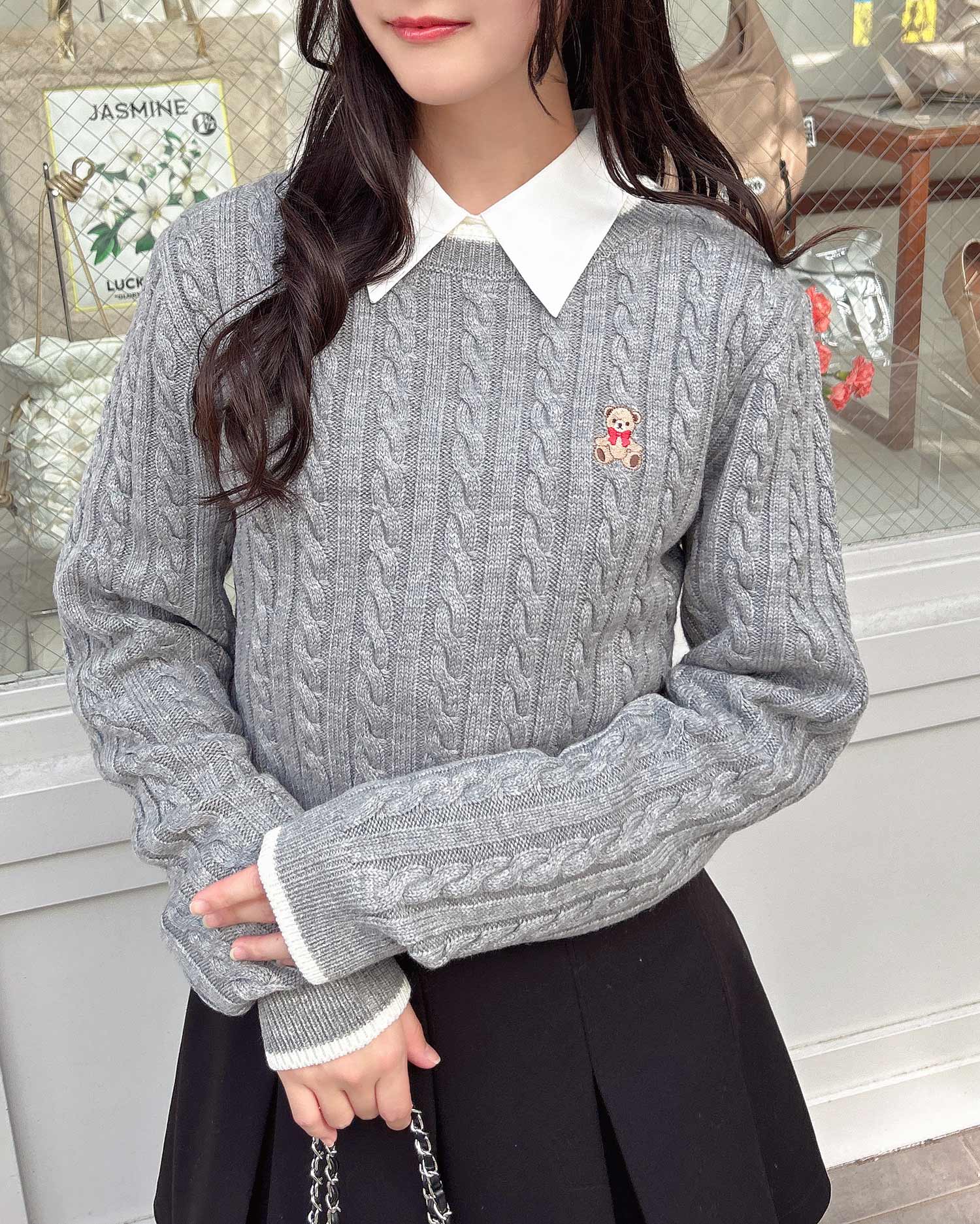 くま刺しゅうケーブルニット／A｜INGNI(イング) 公式通販｜INGNI STORE