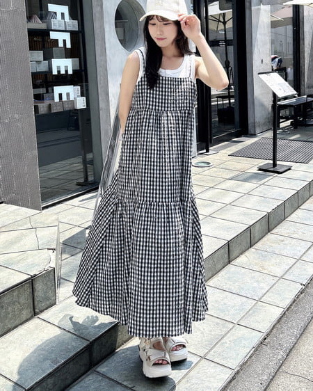 ギンガムチェック柄ティアードキャミワンピース｜INGNI(イング) 公式