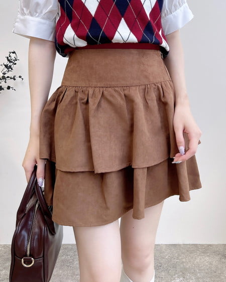 フェイクスエードフリルスカパン(セットアップ対応)（OUTLET