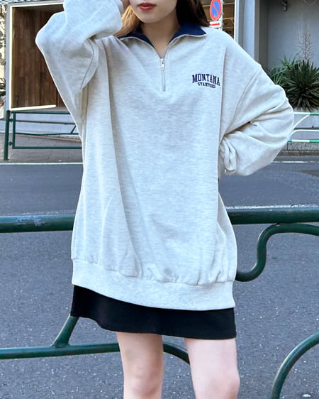 ハーフZIP胸刺繍ロゴ配色スウェットチュニック｜INGNI(イング) 公式