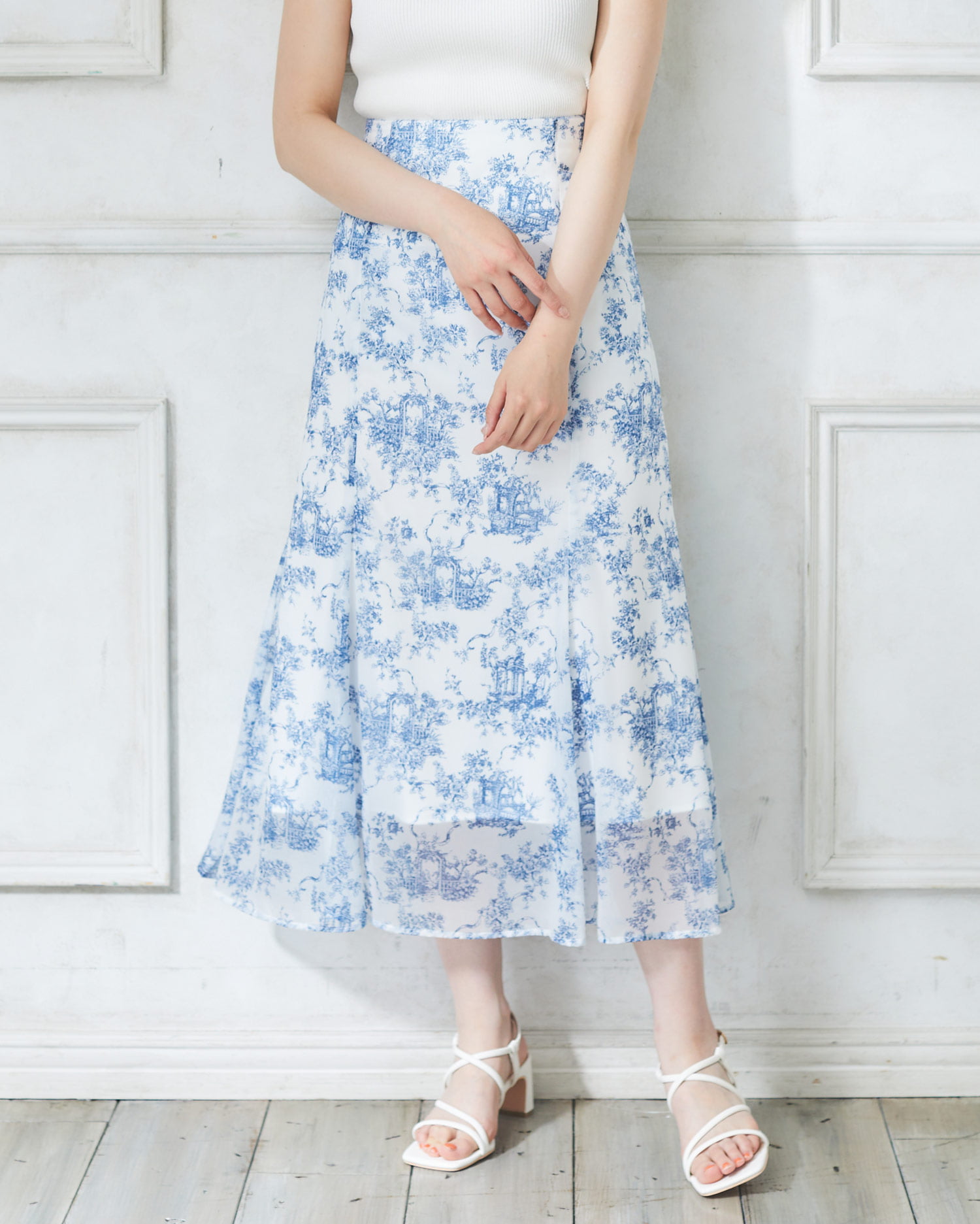 モノトーン花柄シアーBACKレースUPマーメイドスカート｜INGNI(イング