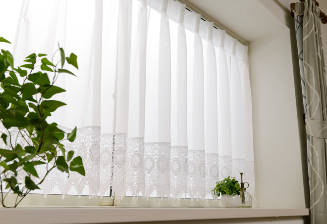 オーダー》出窓カーテン ジョゼット（L-0407）巾201～300cm×丈101