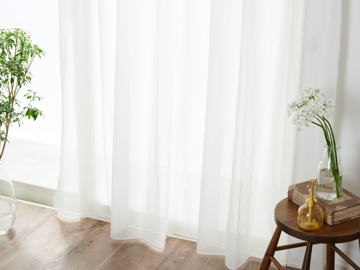 まるで綿のような触り心地のシームレス防炎レースカーテン フォグ（L