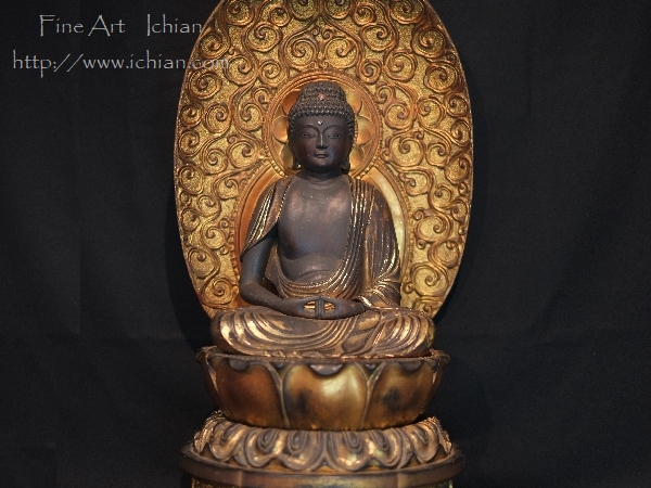 木彫玉眼 阿弥陀如来座像室町～江戸時代頃 優美 :: ichian