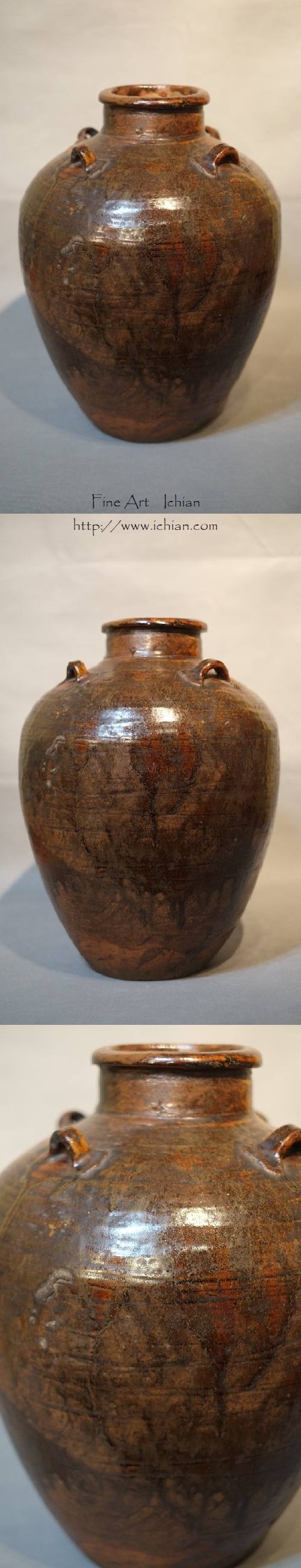 古瀬戸 祖母懐 茶壷 鉄釉四耳壺 室町～桃山期 大名品 :: ichian