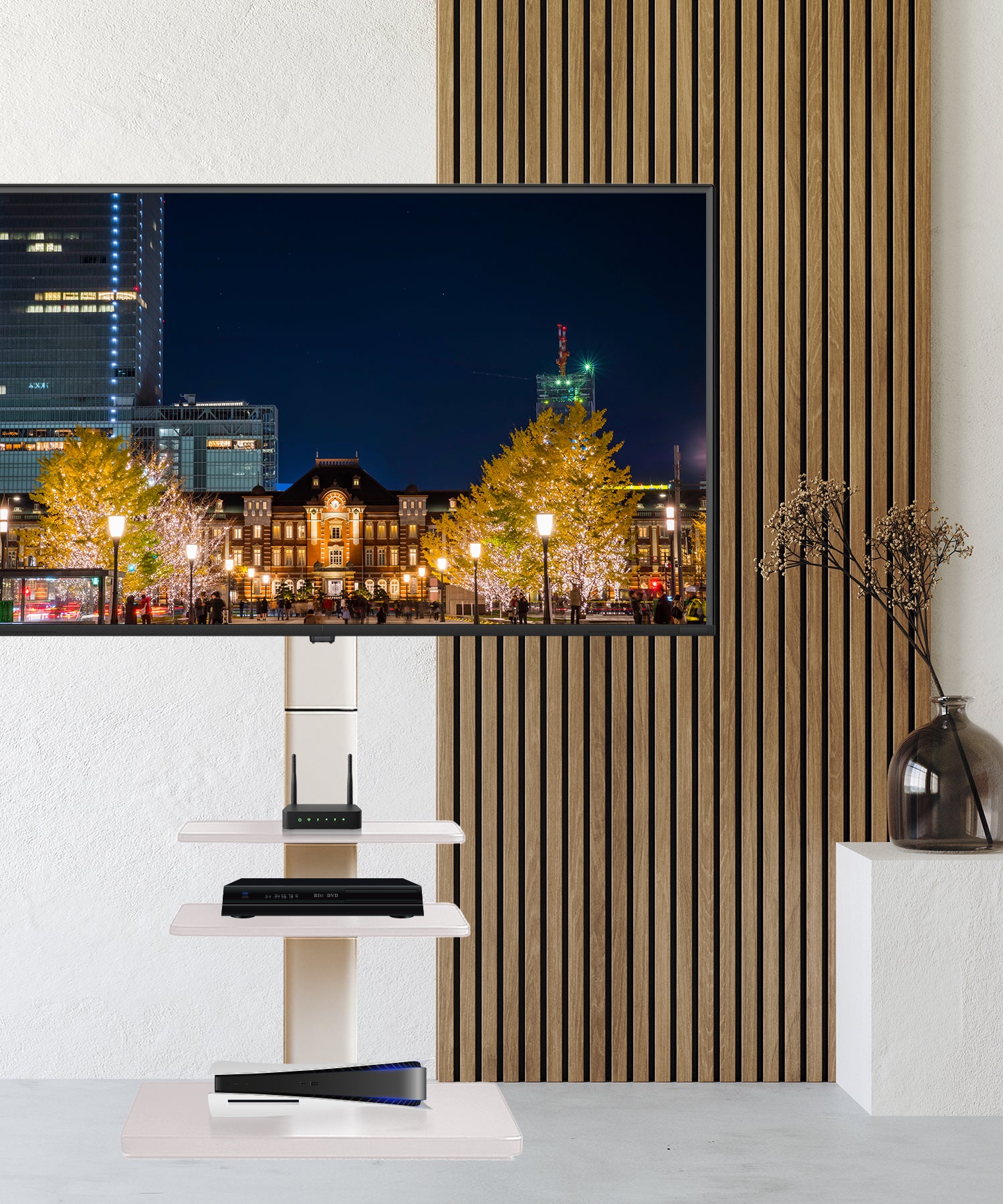 テレビスタンド キャスター おしゃれ 32～70Vインチ対応 ホワイト FFF