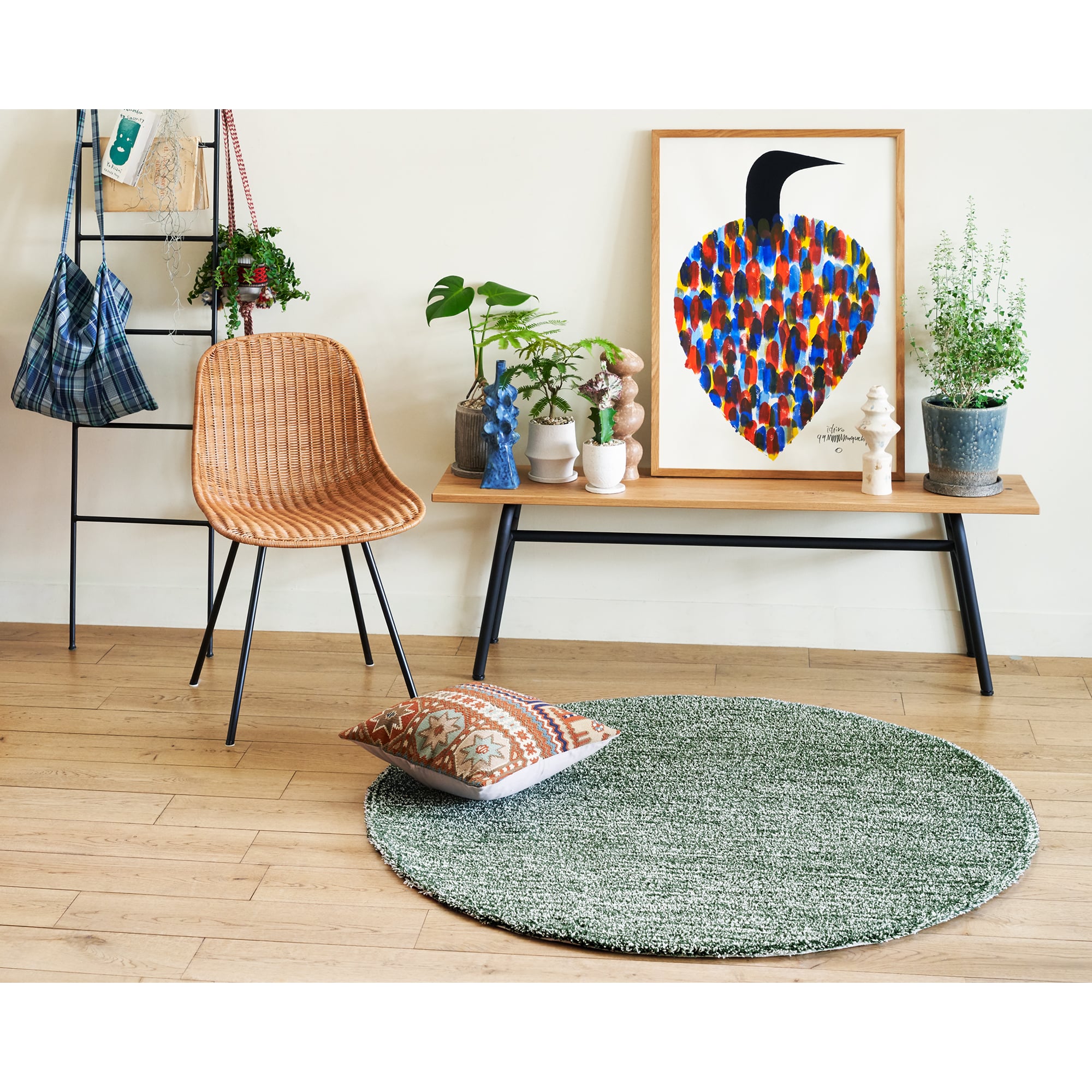 ラグ Fioriウールフェルト15 長方形150×200cm グリーン｜ラグ一覧