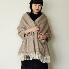 LAPUAN KANKURIT ポケットショール ブラウン×ホワイト｜ファッション