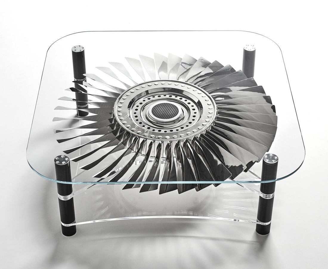 Coffee table produced with original airplane parts | IDFdesign