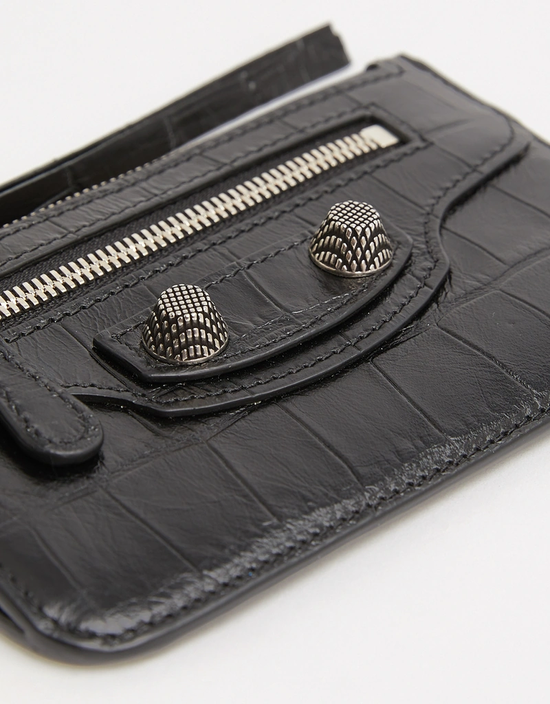 Balenciaga Le Cagole Crocodile-Embossed Calf Leather Zipper Card
