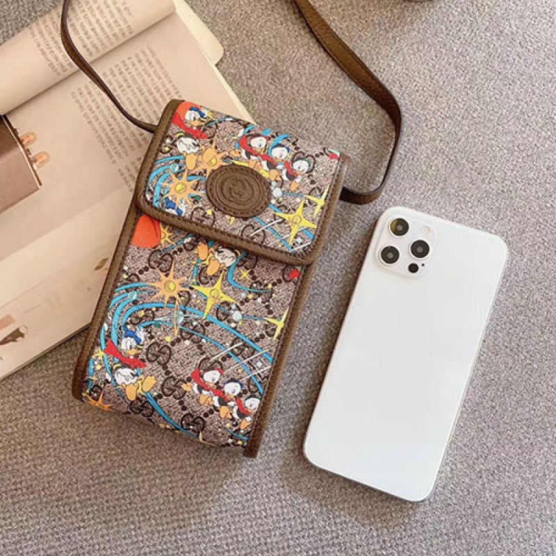 GG スマホケース 二つ折り財布 カードバッグ小銭入れ ミニバッグ