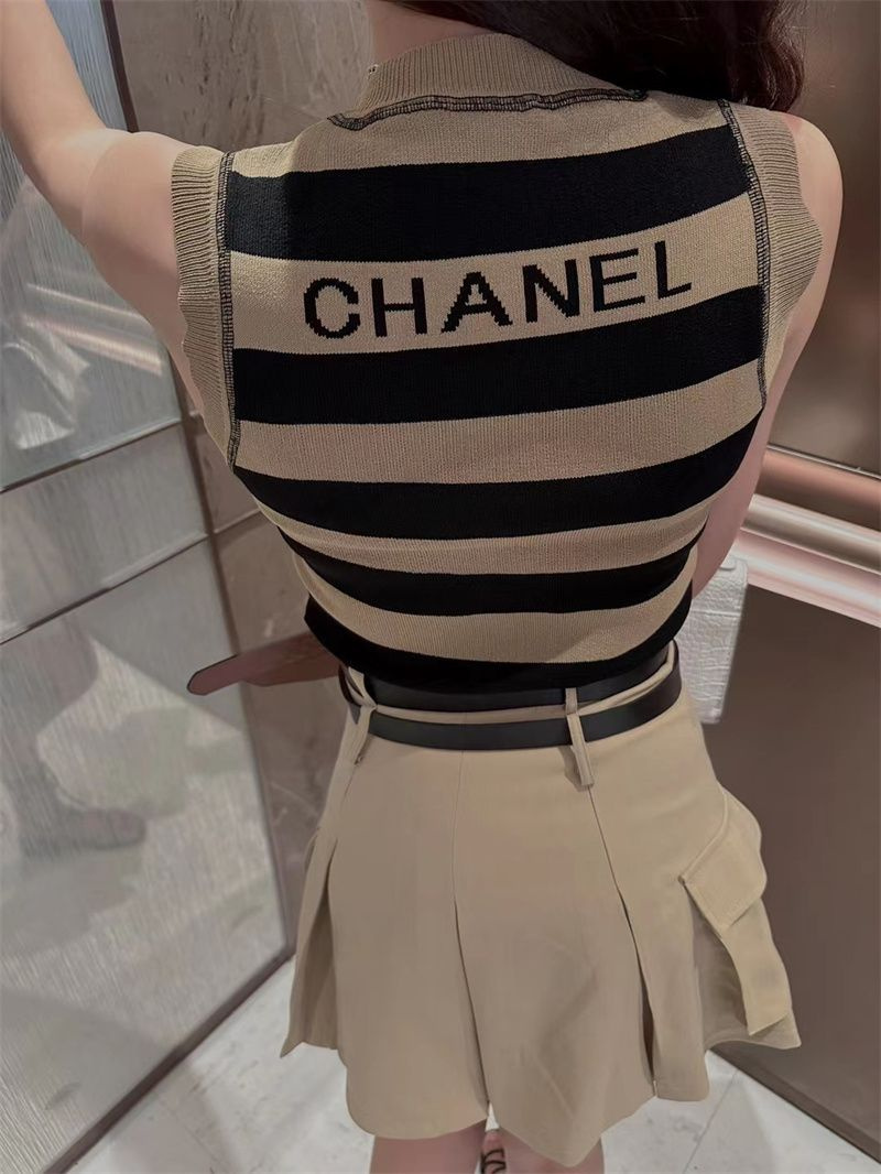 Chanel ノースリーブ セーター ニット シャネル 無袖シャツ カットソー