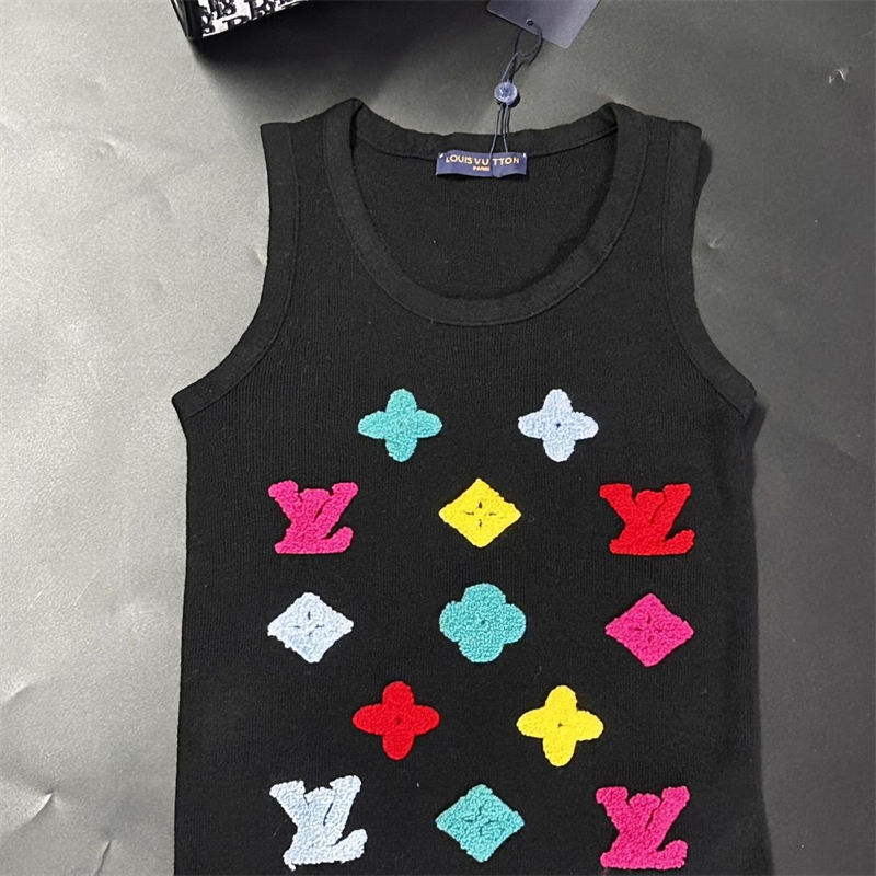 Lv ルイヴィトンブランドタンクトップ レディース ショート丈 トップス