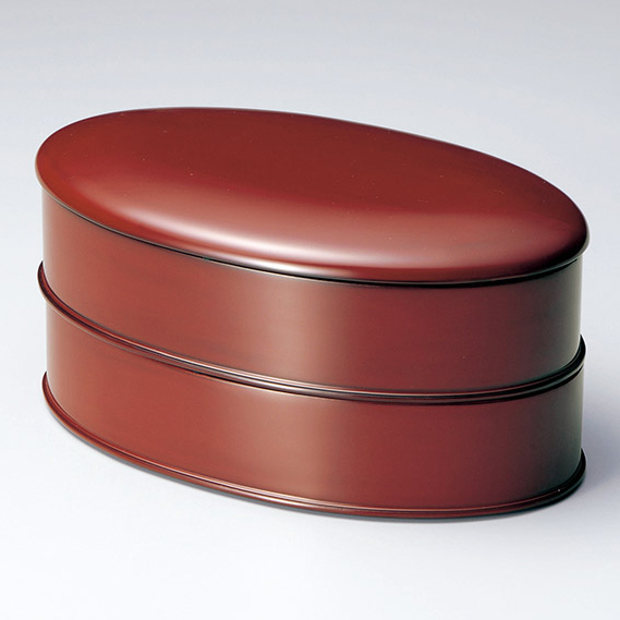 小判二段重箱 根来 木製 漆塗り 12-14703 漆器の井助