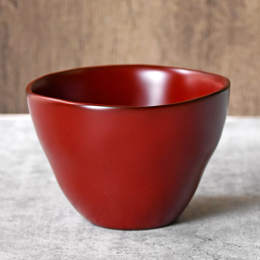 ゆがみカフェ椀 溜/朱/古代朱 漆塗り 12-02806/02807/MK-460 漆器の井助