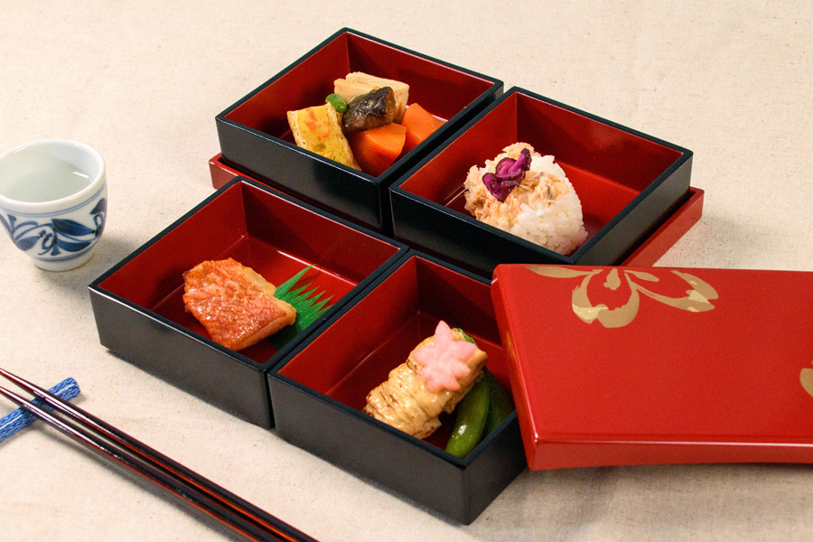 うたげ花見重箱 さくら 松花堂弁当箱 FC32-8/9 漆器の井助