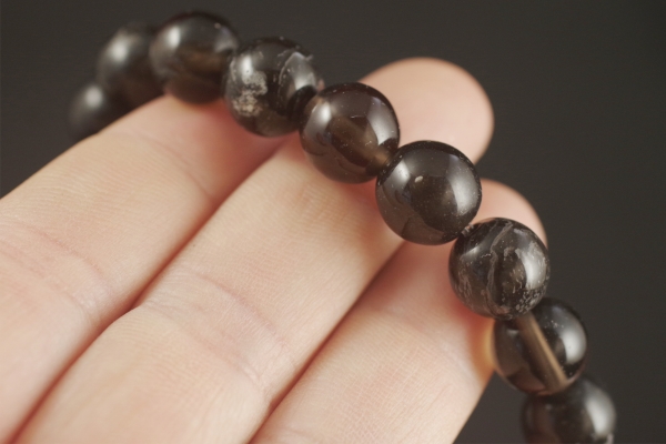 和田峠産黒曜石12mmブレスレット 天然石ブレス販売 名取貴石