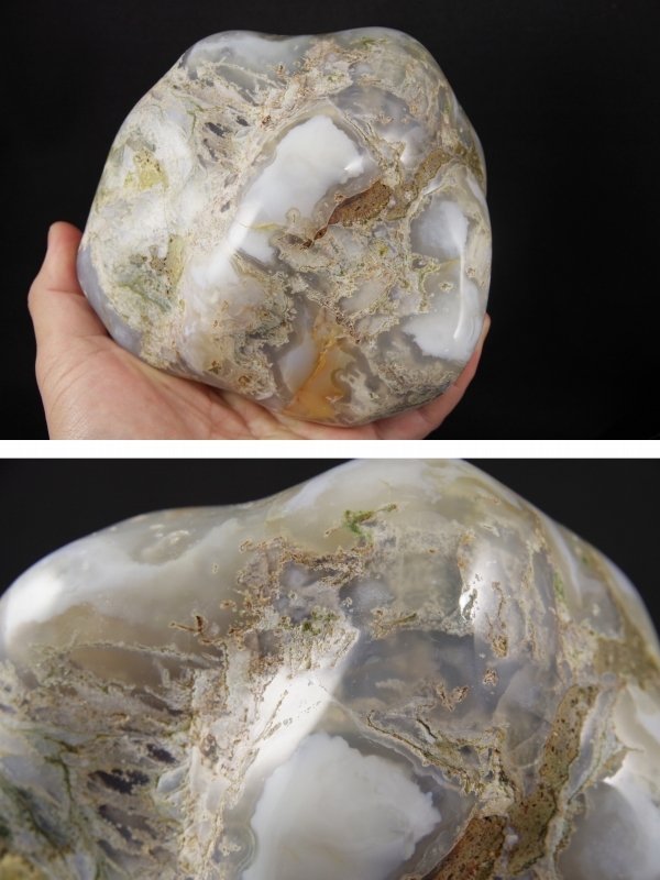 北海道花石産瑪瑙原石磨き1．9kg 天然石販売 名取貴石 天然石原石