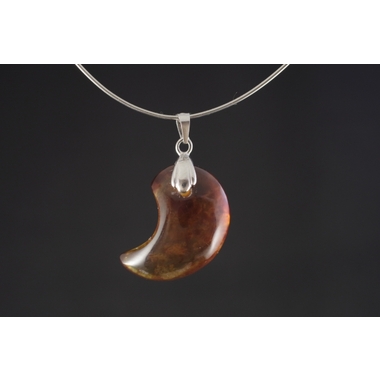 Ruby】ブルースポットジャスパーの大粒リーフ彫刻ネックレストップ