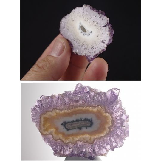 フラワーアメジストスライス14．8g 天然石販売 名取貴石 天然石