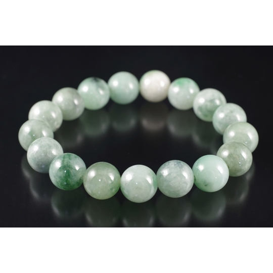 本翡翠12．5mm玉ゴムブレスレット 天然石ブレスレット販売 名取