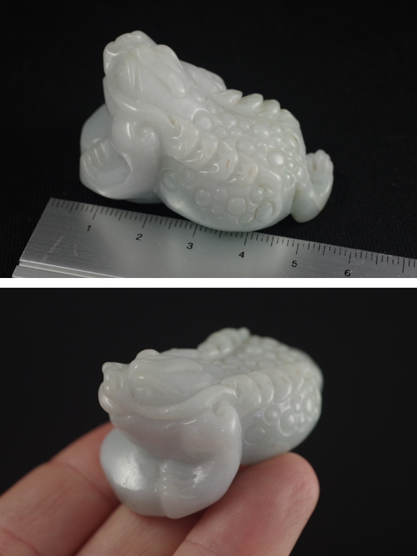 ミャンマー産翡翠銭ガエル置き飾り天然石販売 名取貴石 天然石原石鉱物