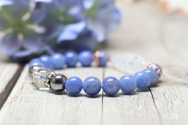 水晶水蓮花天珠ブレスレット 真実の幸福に導く ストレス緩和 健康 - 石