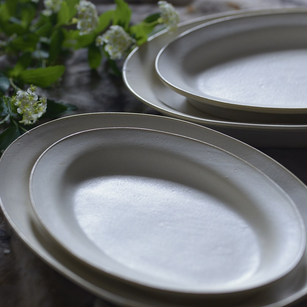 小野俊｜オーバル リム皿｜作家もの和食器通販通販 IVORY