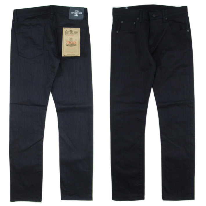 鬼デニム ハイパワーストレッチ インディゴxブラック セミタイト