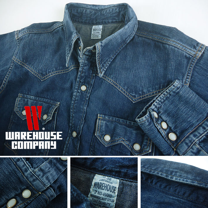 WAREHOUSE ウエアハウス 2ND-HAND デニム ウエスタンシャツ ユーズド
