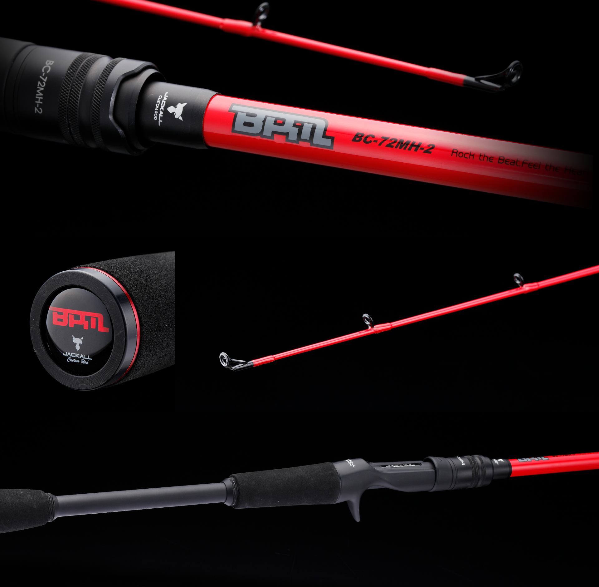 ジャッカル、赤BPM ベイトロッド 2ピース JACKALL BC-65M-2 ベイト
