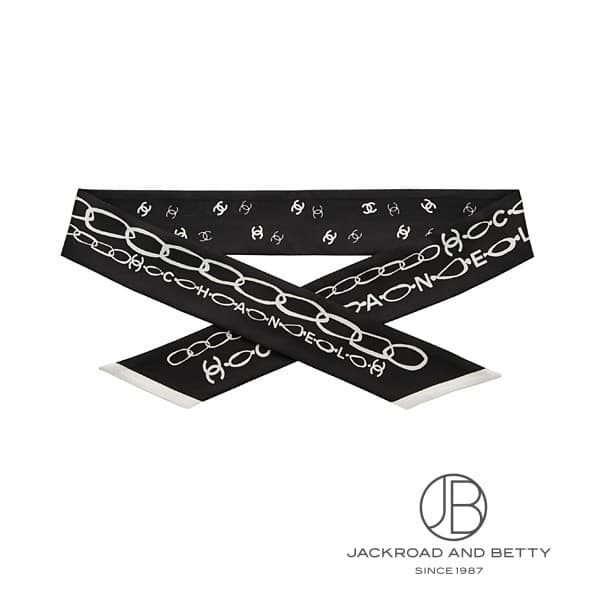 シルク ツイル ヘアバンド スカーフ ブラック 黒[] Hairband Scarf