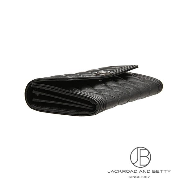 ボーイシャネル ロング フラップ ウォレット ブラック 黒[A80286