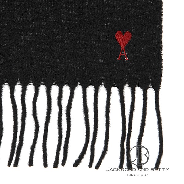 ウール フリンジ クラシック スカーフ[BFUSF405.334.001] Red Ami de