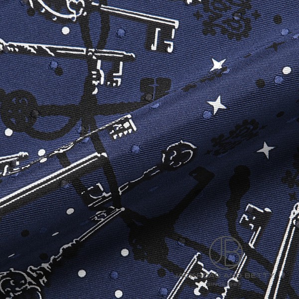 シルクバンダナ プリュムティ レ・クレ マリン ネイビー 紺[] Silk