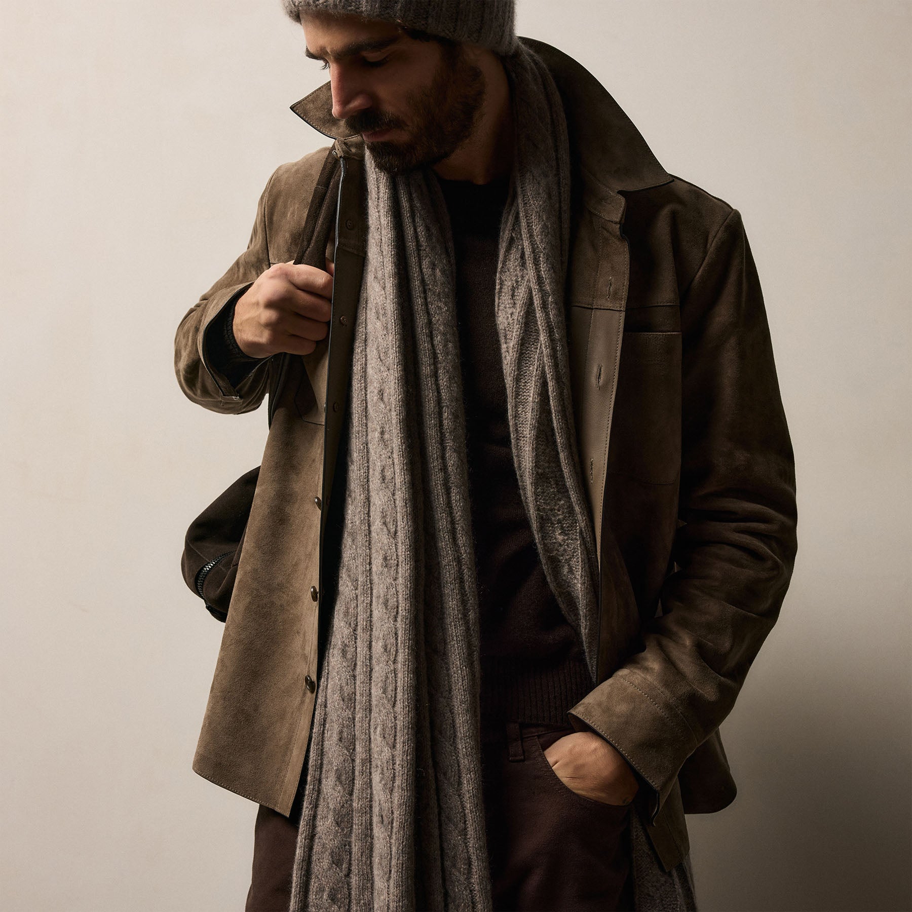 Suede Western Shirt - Caribou | James Perse Los Angeles